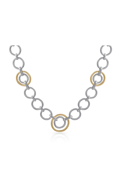 A yellow and white gold necklace with round links